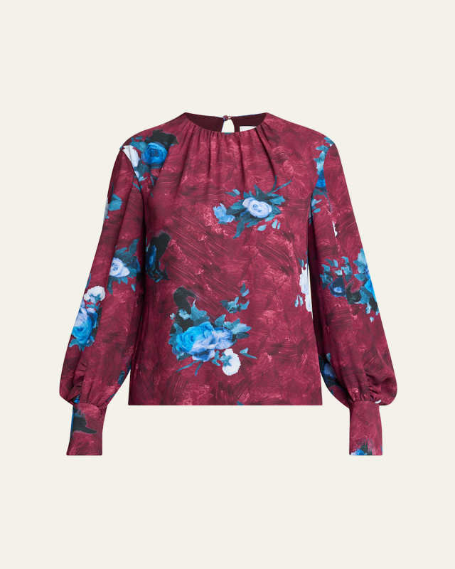 Painterly Floral Long-Sleeve Blouse